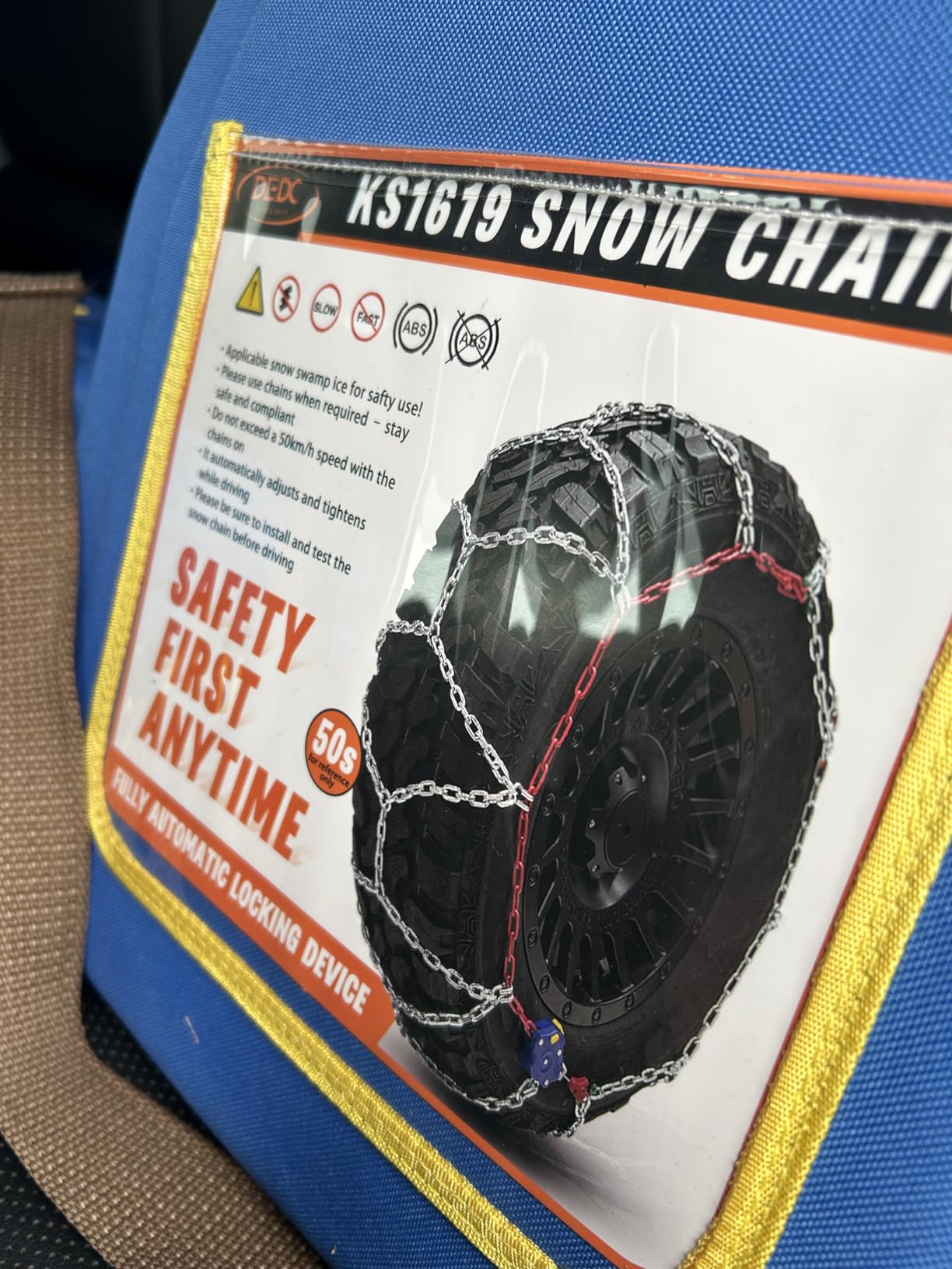 DEDC Auto Lock Snow Tires Chains 4.5mm Heavy-Duty Mn Steel Fits 275 285 295 customer photo 2