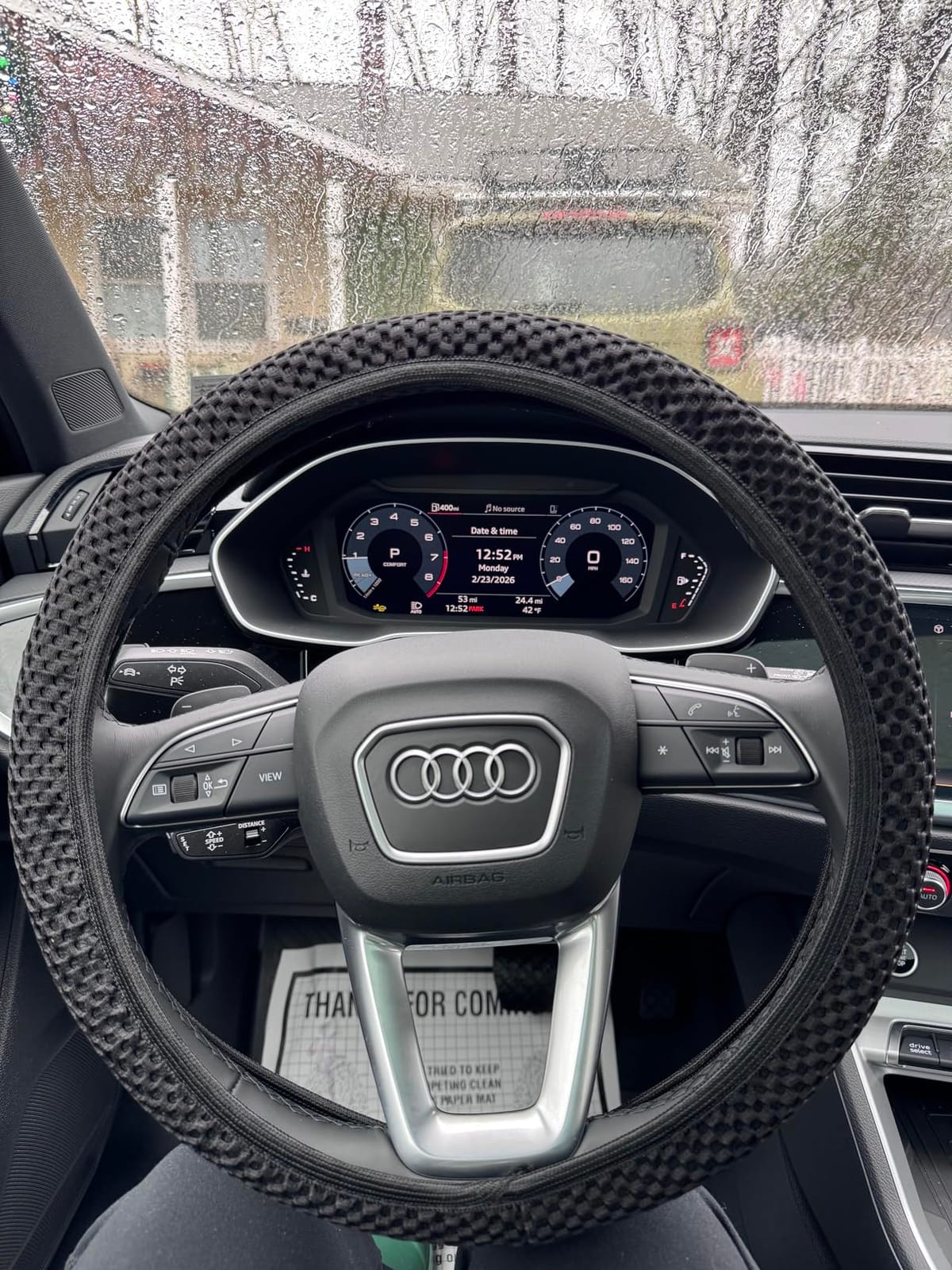 Alpmosn Elastic Stretch Steering Wheel Cover, Breathable Microfiber Ice Silk, Anti-Slip, Odorless, Easy Carry, Universal Interior Accessories Steering Wheel Cover for Women & Men (Grey) customer photo 1