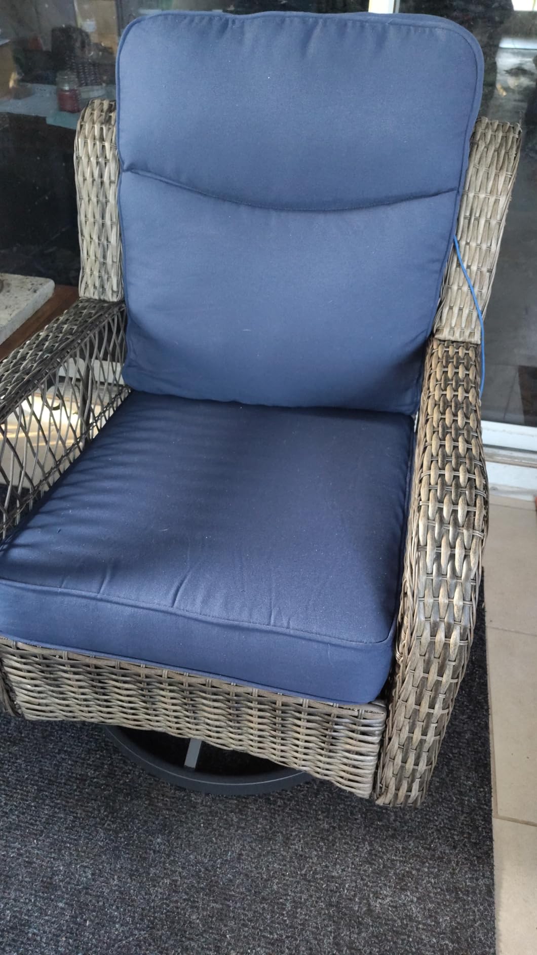 PIZZELLO 3 Pieces Outdoor Swivel Rocker Chairs with Rattan Side Table customer photo 1