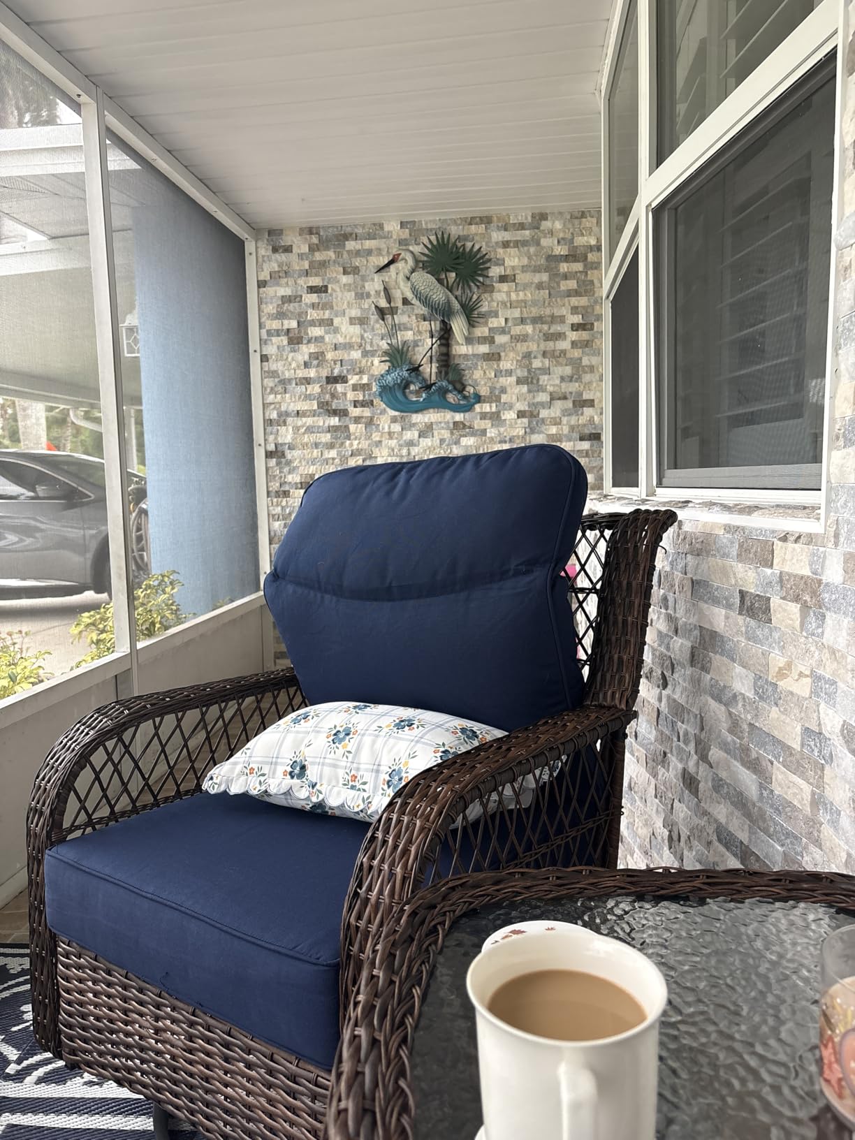 PIZZELLO 3 Pieces Outdoor Swivel Rocker Chairs with Rattan Side Table customer photo 2