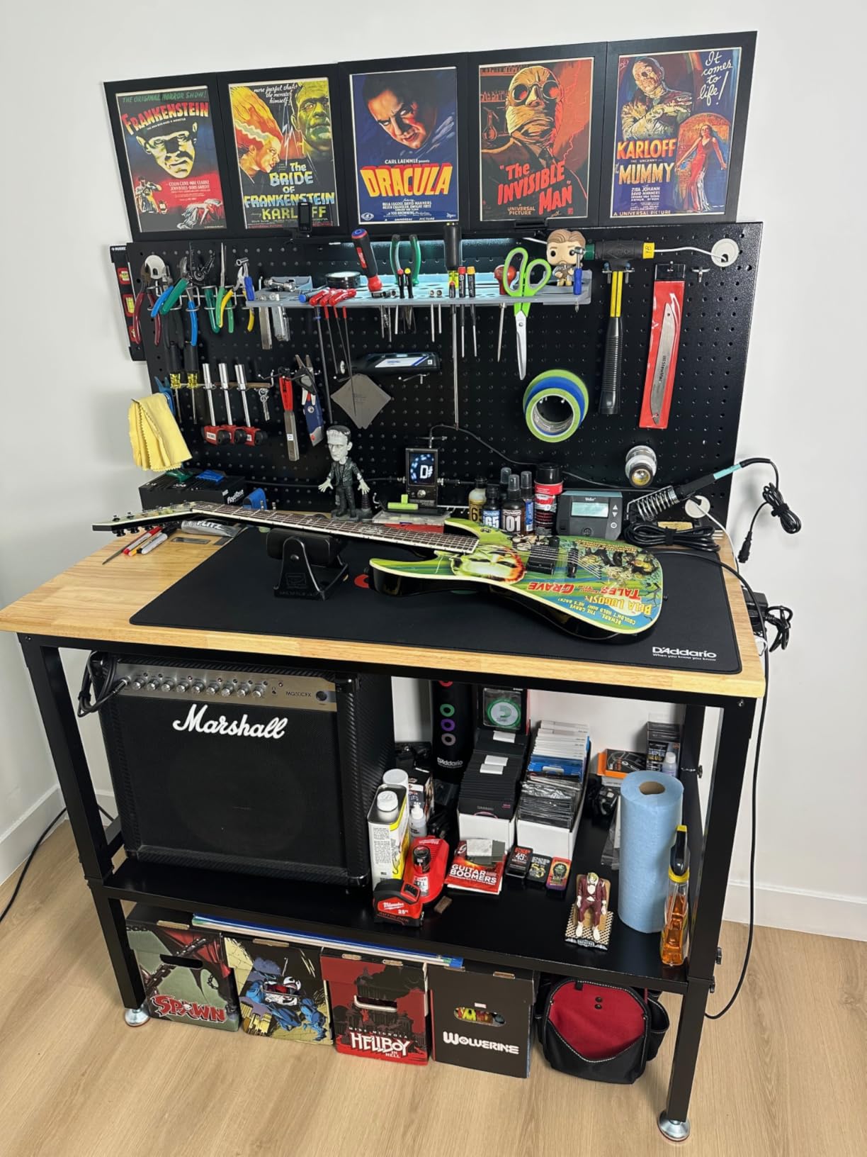 CAMMOO 48x24 Inch Garage Work Bench with Storage, Pegboard & Power Strip customer photo 2