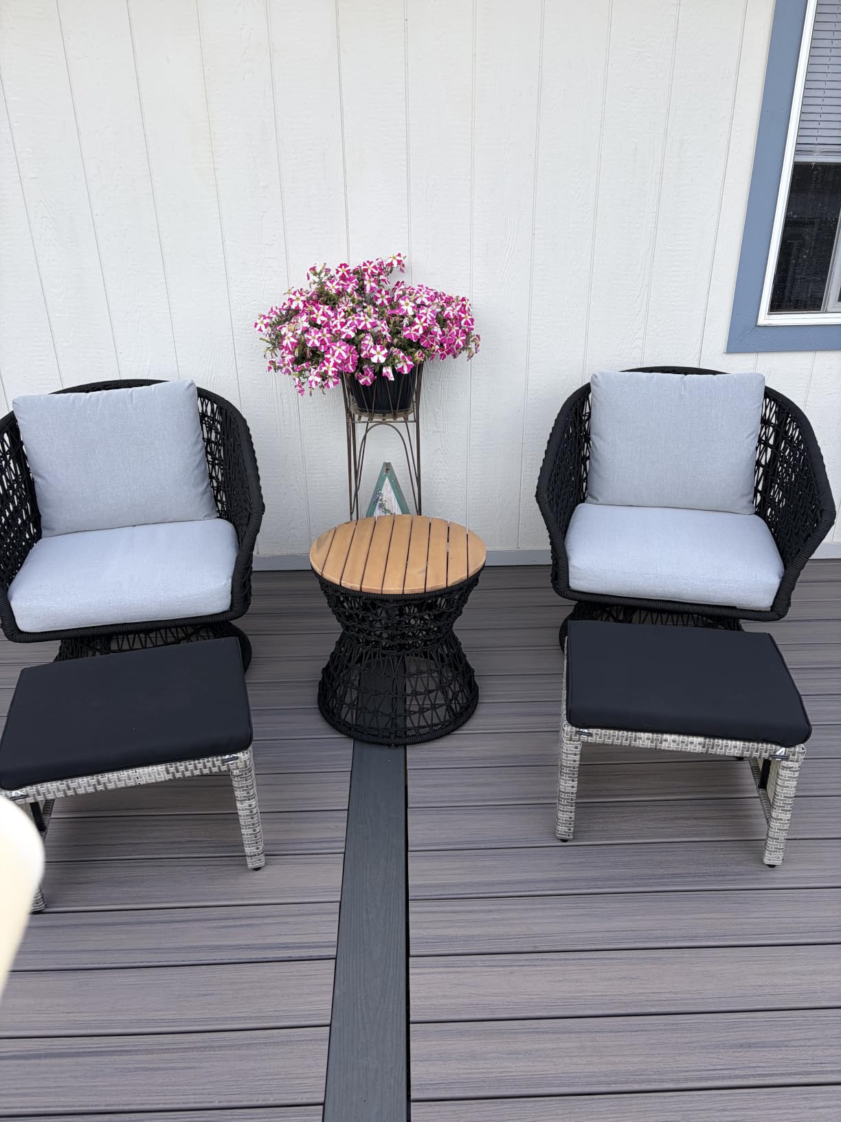 Best Choice Products Set of 2 Wicker Ottomans, Multipurpose Outdoor Furniture for Patio, Backyard, Additional Seating, Footrest, Side Table w/Removable Cushions, Steel Frame - Midnight Green/Brown customer photo 1