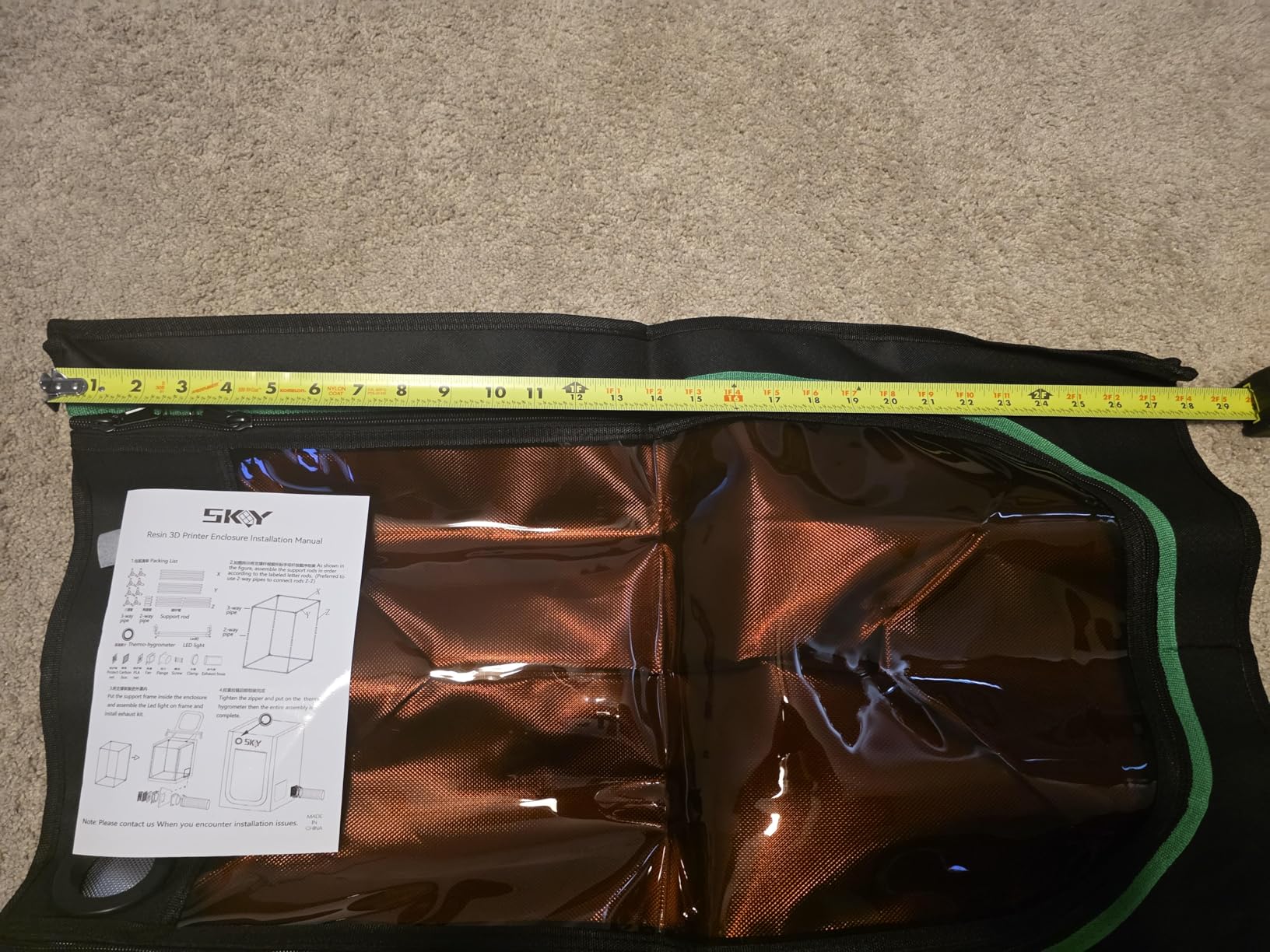 Resin 3D Printer Enclosure Cover Tent with Ventilation, LED Light, Thermo-Hygrometer, Odor Elimination 24 x 18 x 18 inches-Grey customer photo 1