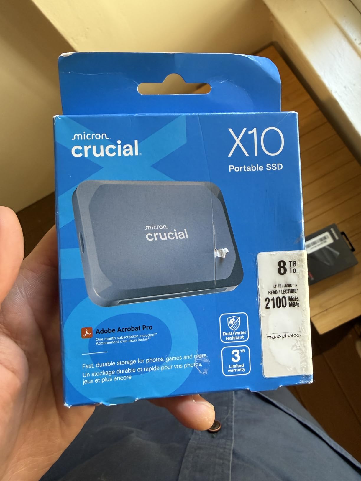 Crucial X10 1TB Portable SSD, Up to 2,100MB/s, USB 3.2 USB-C, External Solid State Drive, Compatible with Windows, Mac & Android, Durable Storage for Games, Photos & Files, Blue - CT1000X10SSD9-02 customer photo 1