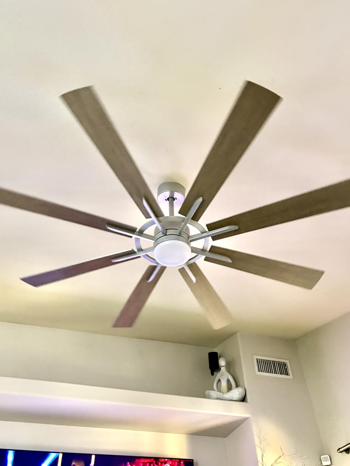 Large Ceiling Fans with Lights: Modern 72 Inch 8 Blade Outdoor Ceiling Fan with Remote APP Control - Dimmable Black Big Fan Light Indoor Reversible 6 Speed Quiet DC Motor customer photo 1