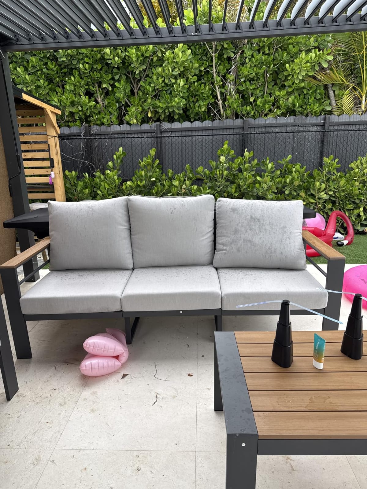 Aoxun Aluminum Patio Furniture Set 7 Seats, Oversized Outdoor Sectional with Washable Thick Cushions, Coffee Table, Patio Conversation Sets for Porch, Balcony, Deck, Dark Gray customer photo 1