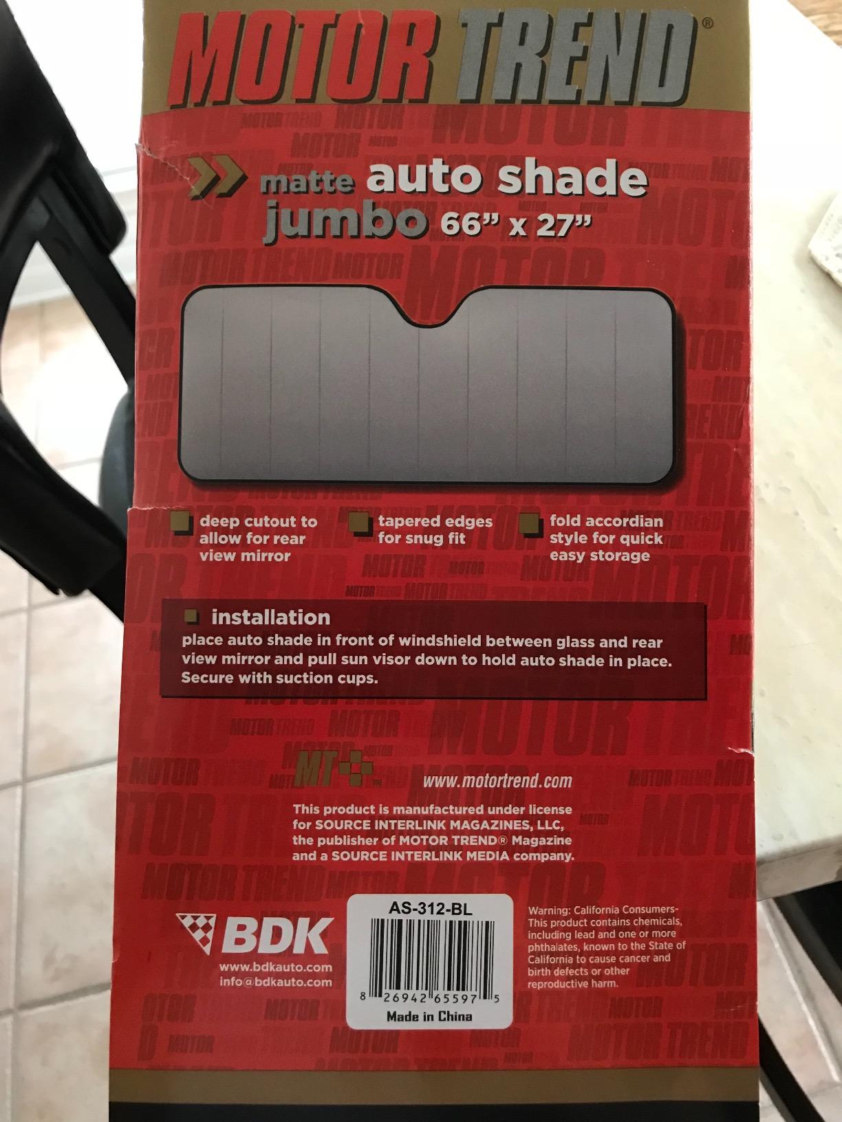 Motor Trend Accordion Black Car Windshield Sun Shade - Car Sun Visor Sun Shade for Windshield - Window Shades for SUV & Truck - Dash Cover Sun Protection Window Shade Accessories - 58