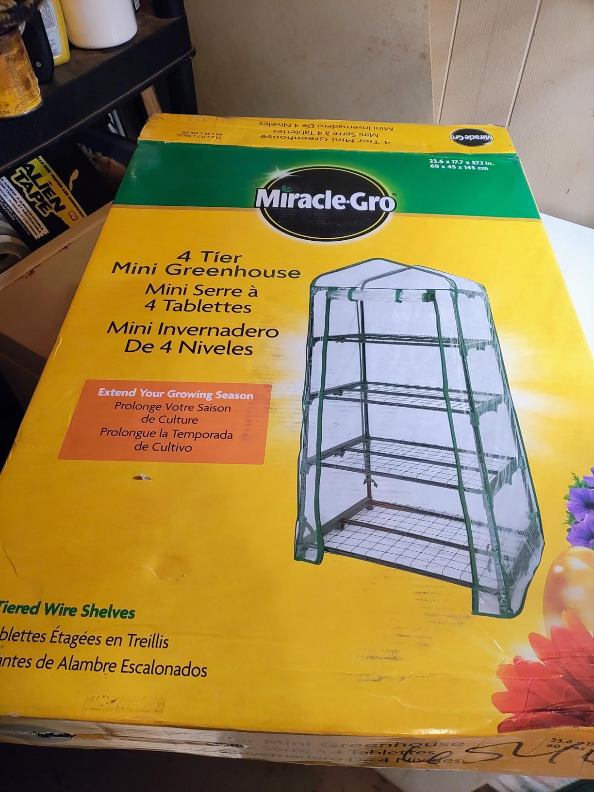 Miracle-Gro Walk-in Greenhouse, Removable Shelves, Clear, 4'8