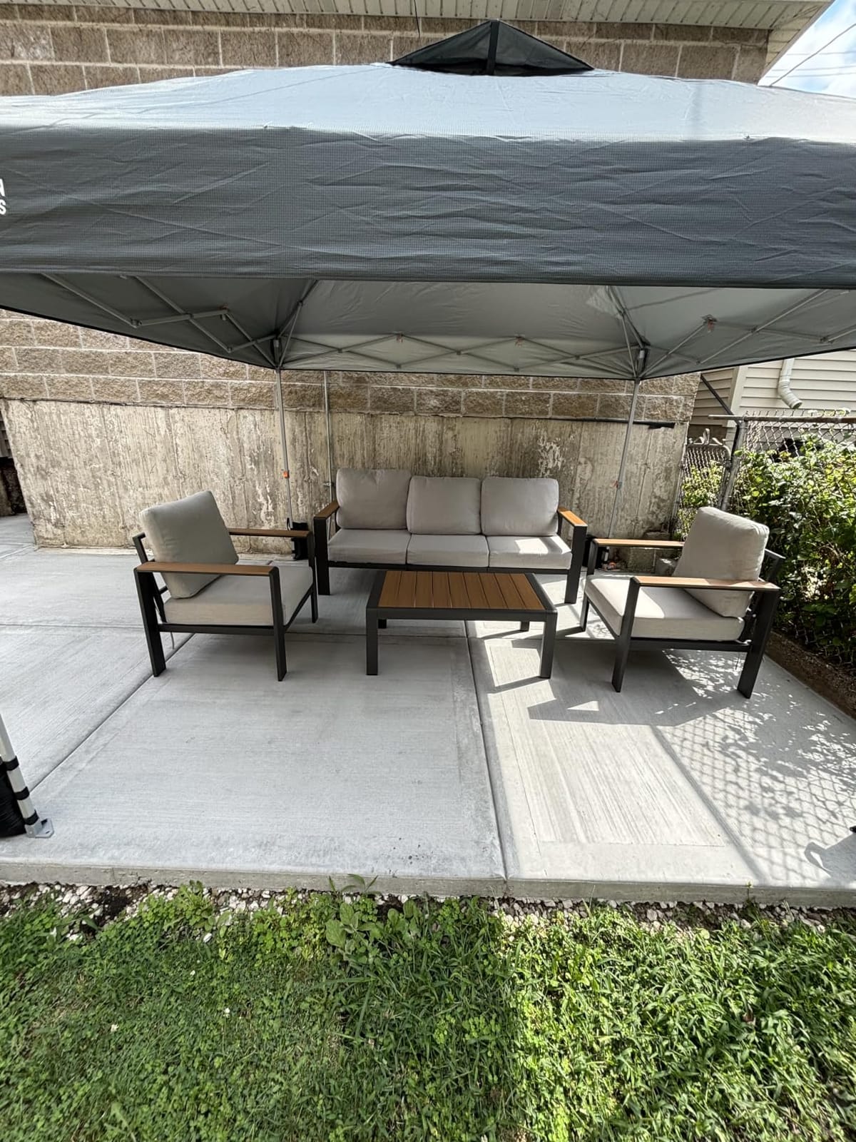 Aluminum Outdoor Patio Furniture Set with Coffee Table, 5 Piece Patio Conversation Sets with Washable Thick Cushions, Outdoor Sectional Furniture Set for Porch, Balcony, Deck, Yard, Graphite customer photo 1