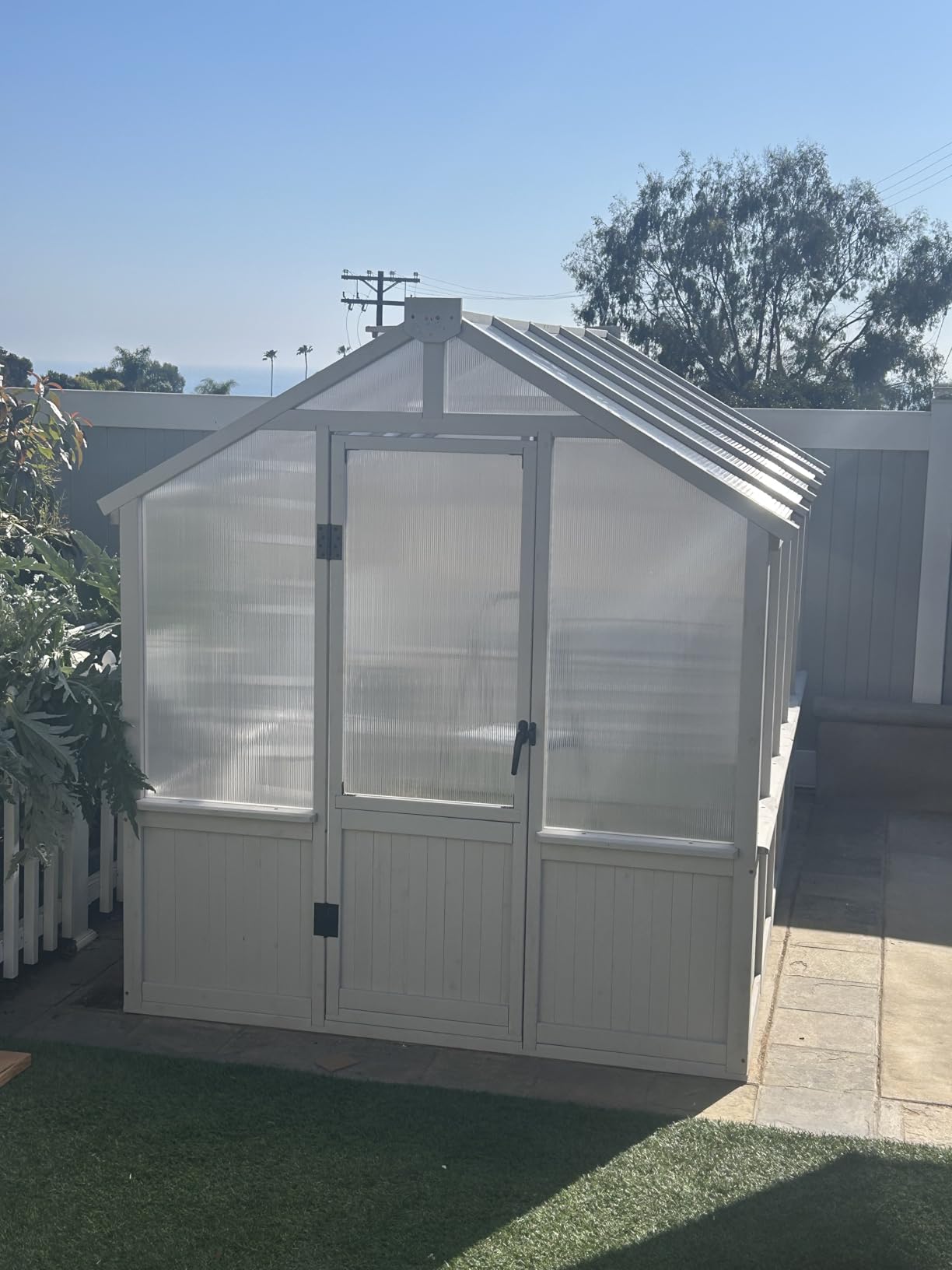 MUPATER 6 × 10 FT Cedar Wood Greenhouse for Outdoors, Outdoor Greenhouse With Polycarbonate Panels, Adjustable Vent Windows and Lockable Door, Wooden Walk-In Green House Kit for Garden, Lawn, Backyard customer photo 1