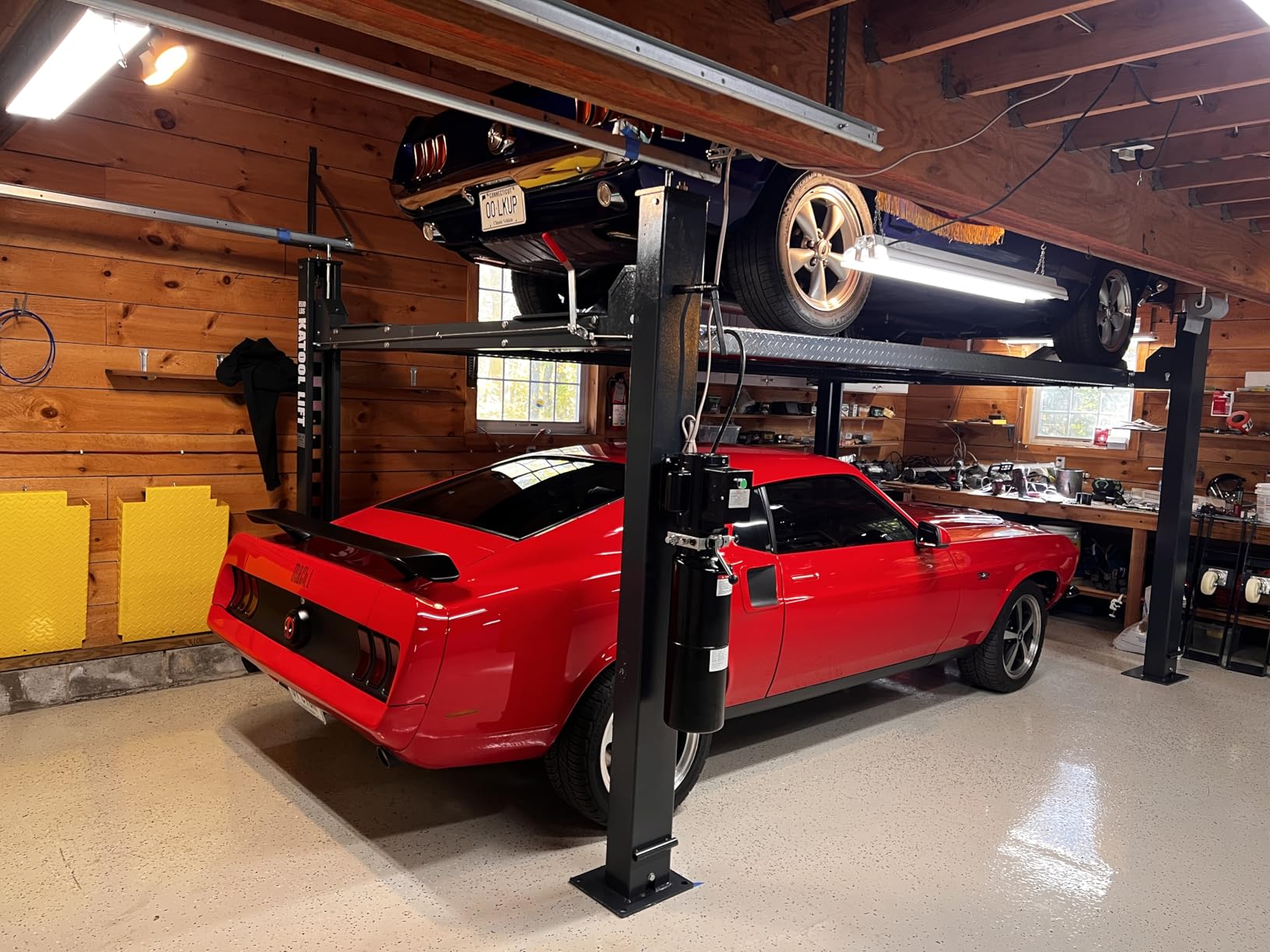 KT-4H950 110V 3.0HP Four Post Lift Car Truck Parking Hoist Aluminum Plate with Casters and 9500Lbs Lifting Capacity,Max Lifting Height 84.5 Inch Extra Wide 113 Inch customer photo 2