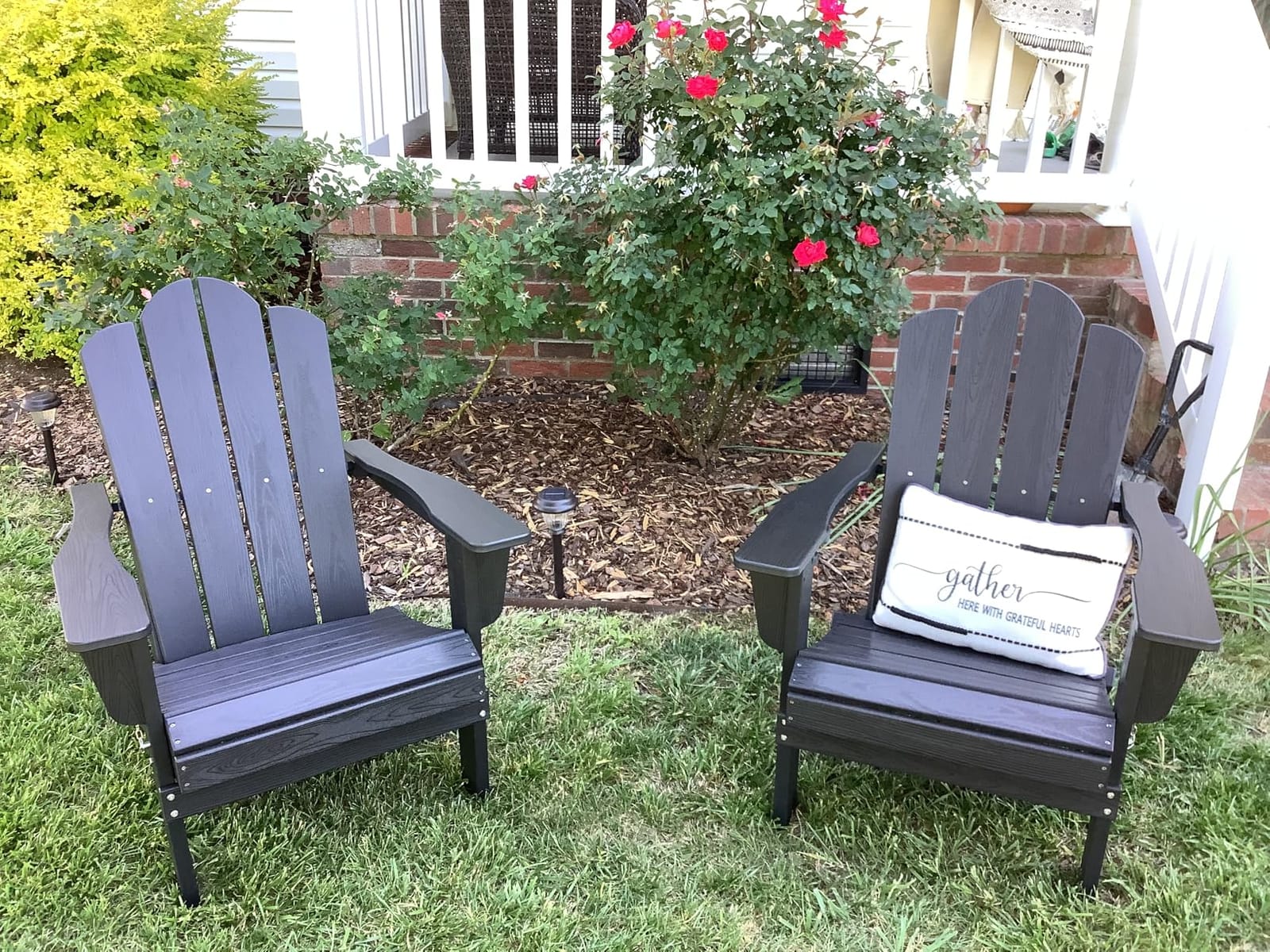 KINGYES Folding Adirondack Chair Set of 2 with Cup Holder, Navy customer photo 1