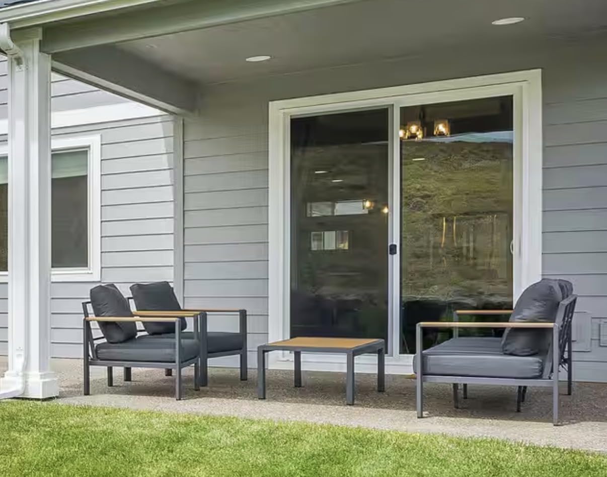 Aluminum Outdoor Patio Furniture Set with Coffee Table, 5 Piece Patio Conversation Sets, Outdoor Sectional Furniture for Porch, Balcony, Yard, Gray customer photo 2