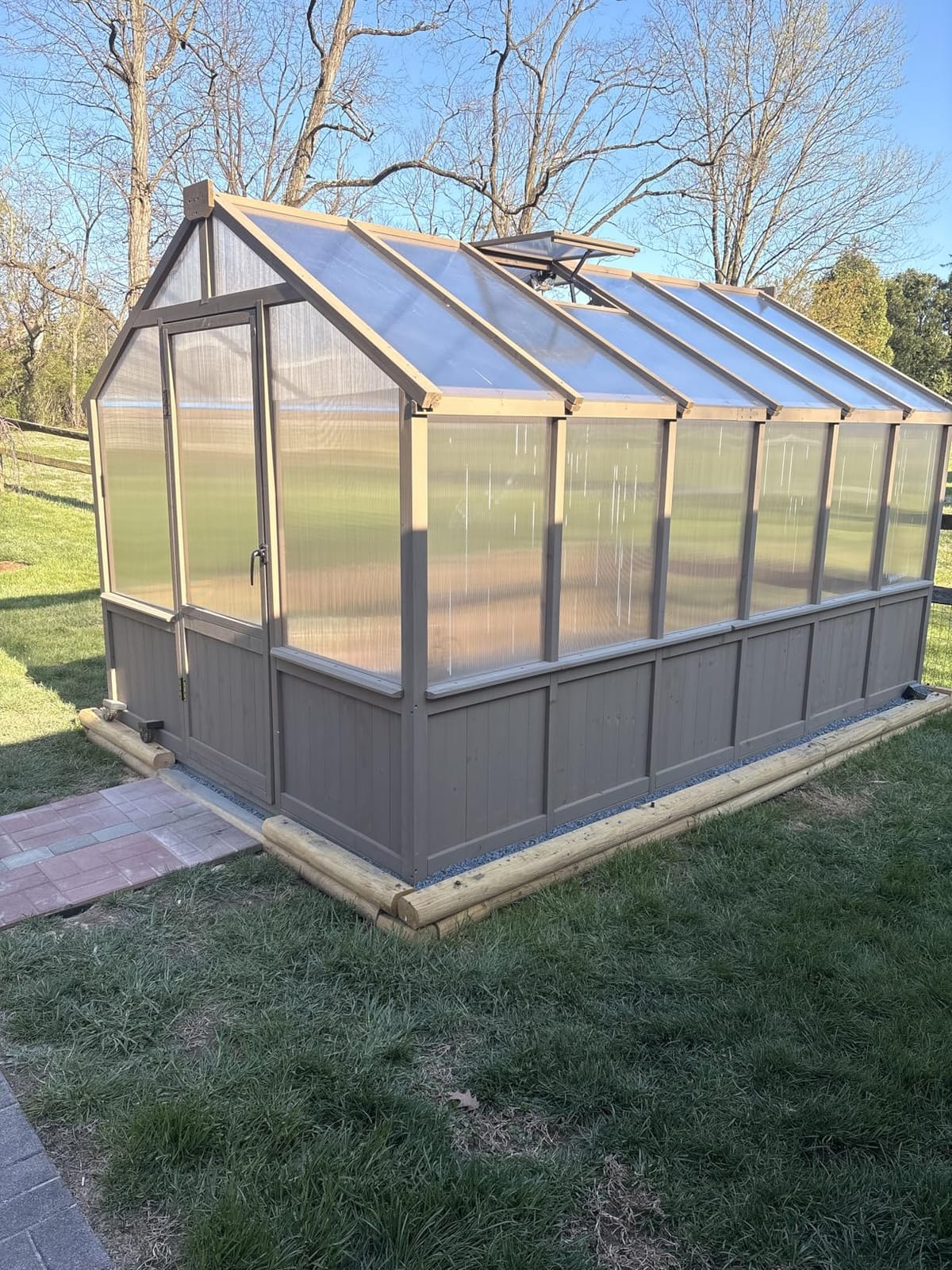 BlueWish 8x12 FT Greenhouse for Outdoors, Wood Green House with Cedar Frame & 6MM Thick Polycarbonate Panel, Walk in Greenhouse with Adjustable Vents for Outdoor, Patio, Garden, Backyard customer photo 1