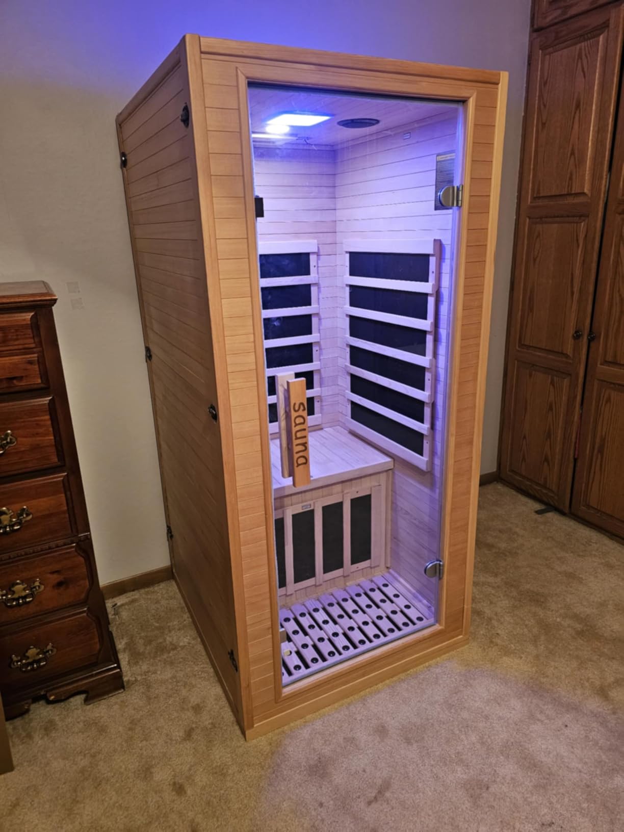 1350W Far Infrared Sauna Room for Home, Low EMF Fast Heating Canadian Hemlock Wood Sauna,Color Changing Sauna Light, Bluetooth Speakers, Modular Design customer photo 1