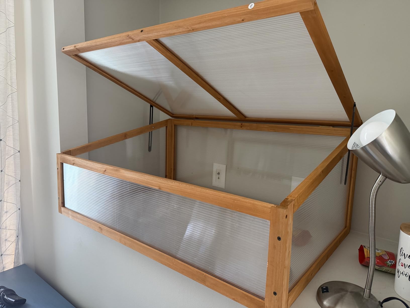 Giantex Wood Cold Frame Greenhouse, Portable Raised Planter Bed Protection with Transparent Flip-top Roof, Small Indoor Outdoor Hot House for Garden Sunroom Balcony, 37”x25”x16” customer photo 1