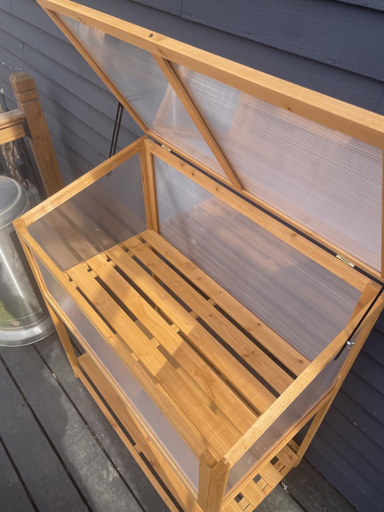 Giantex Wood Cold Frame Greenhouse, Portable Raised Planter Bed Protection with Transparent Flip-top Roof, Small Indoor Outdoor Hot House for Garden Sunroom Balcony, 37”x25”x16” customer photo 2