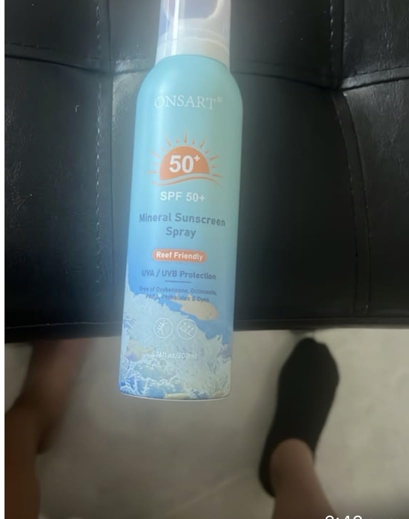 Reef Safe Sunscreen Spray SPF 50, Zinc Oxide Mineral Sunscreen Spray, Broad Spectrum UVA/UVB Protection, 360° Spray, Lightweight & Water Resistant, 6.76oz/200ml customer photo 1
