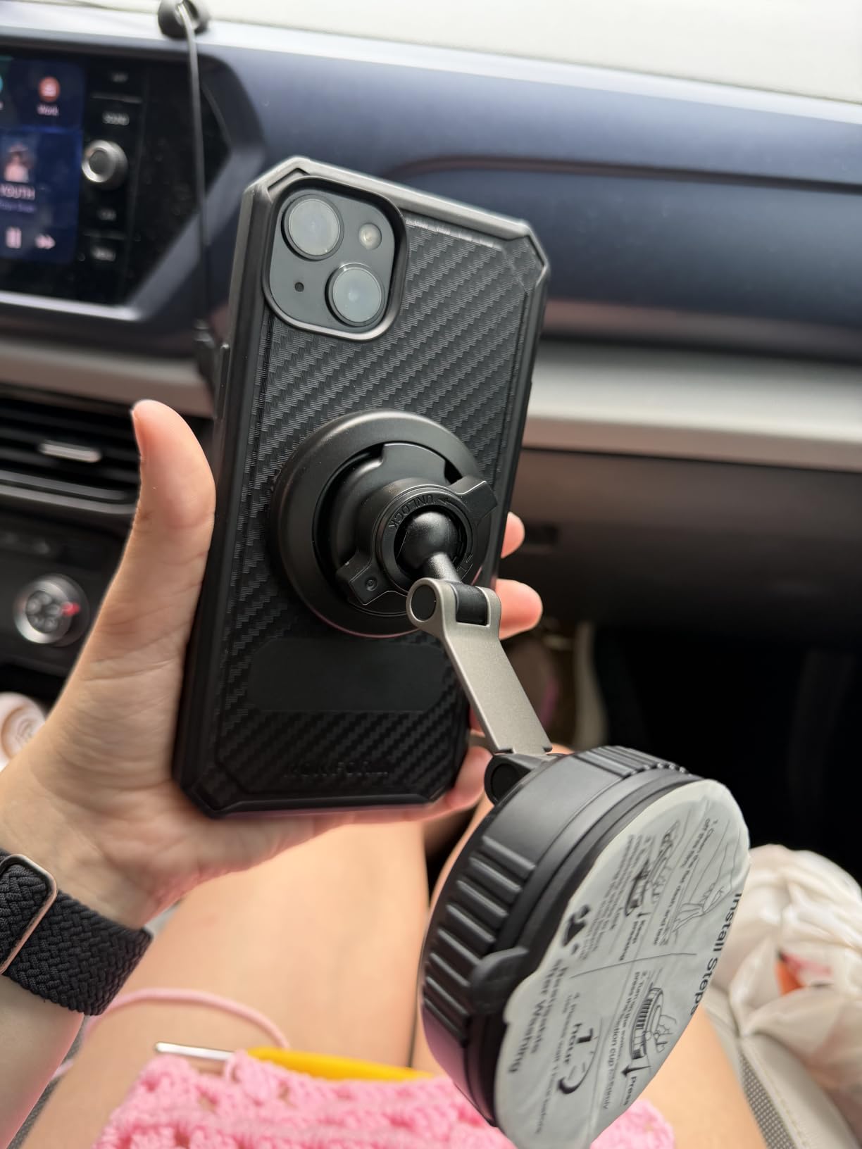 Miracase for MagSafe Car Mount[3800gf Strong Magnet & 90+LBS Suction Base]Magnetic Phone Holders for Your Car, 360° Adjustable Dashboard &Windshield Mount with Adhesive Suction Cup for All Smartphones customer photo 1