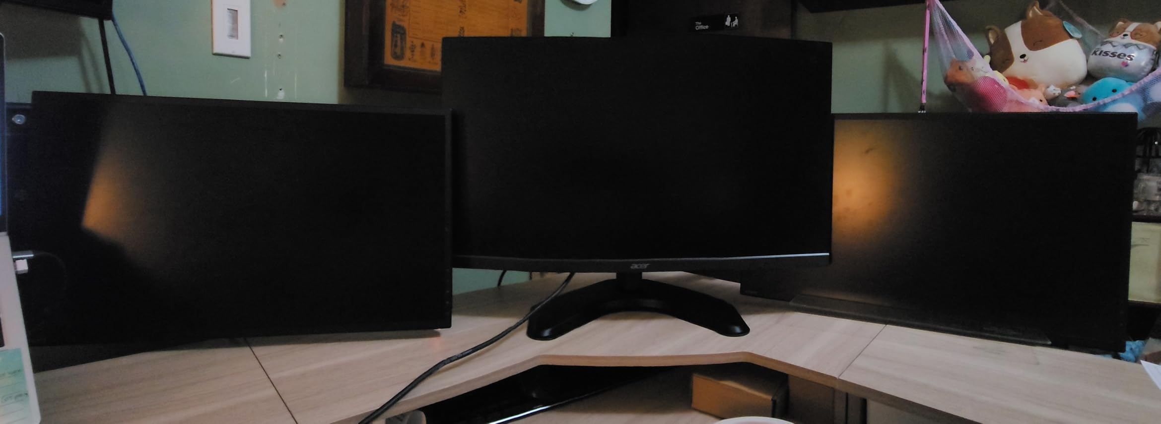 WALI Triple Monitor Stand, Free Standing for 13-27 inch Screens,up to 22lbs customer photo 1