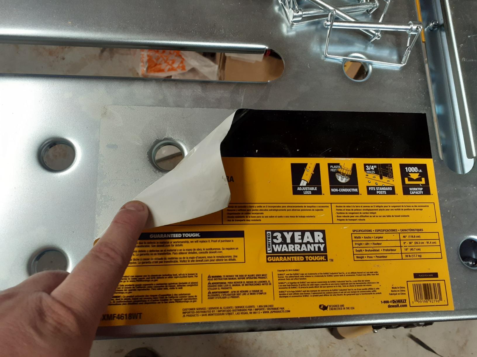 DEWALT 46 in. x 18 in. Adjustable Height Portable Folding Steel Welding Table and Workbench DXMF4618WT customer photo 1