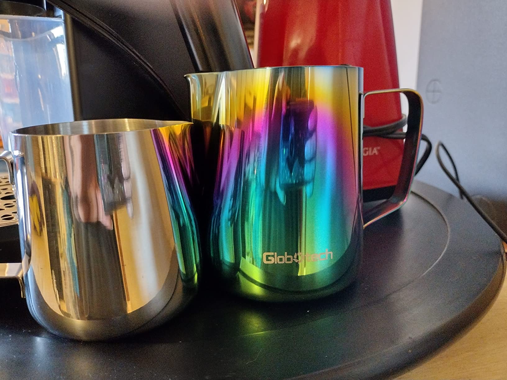 Stainless Steel Milk Frothing Pitcher 12 Oz, 350ml Latte Art Cup Espresso Machine Accessories, Steaming Jug for Cappuccino Coffee Milk Hot Chocolate Cups customer photo 2