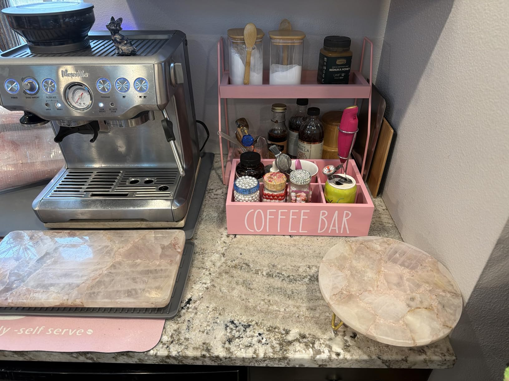ALELION Coffee Station Organizer - Wood Countertop Accessories Organizer with Removable Dividers for Pods Condiment Syrup Tea Cups Stirrers - for Farmhouse Coffee Bar Decor customer photo 1