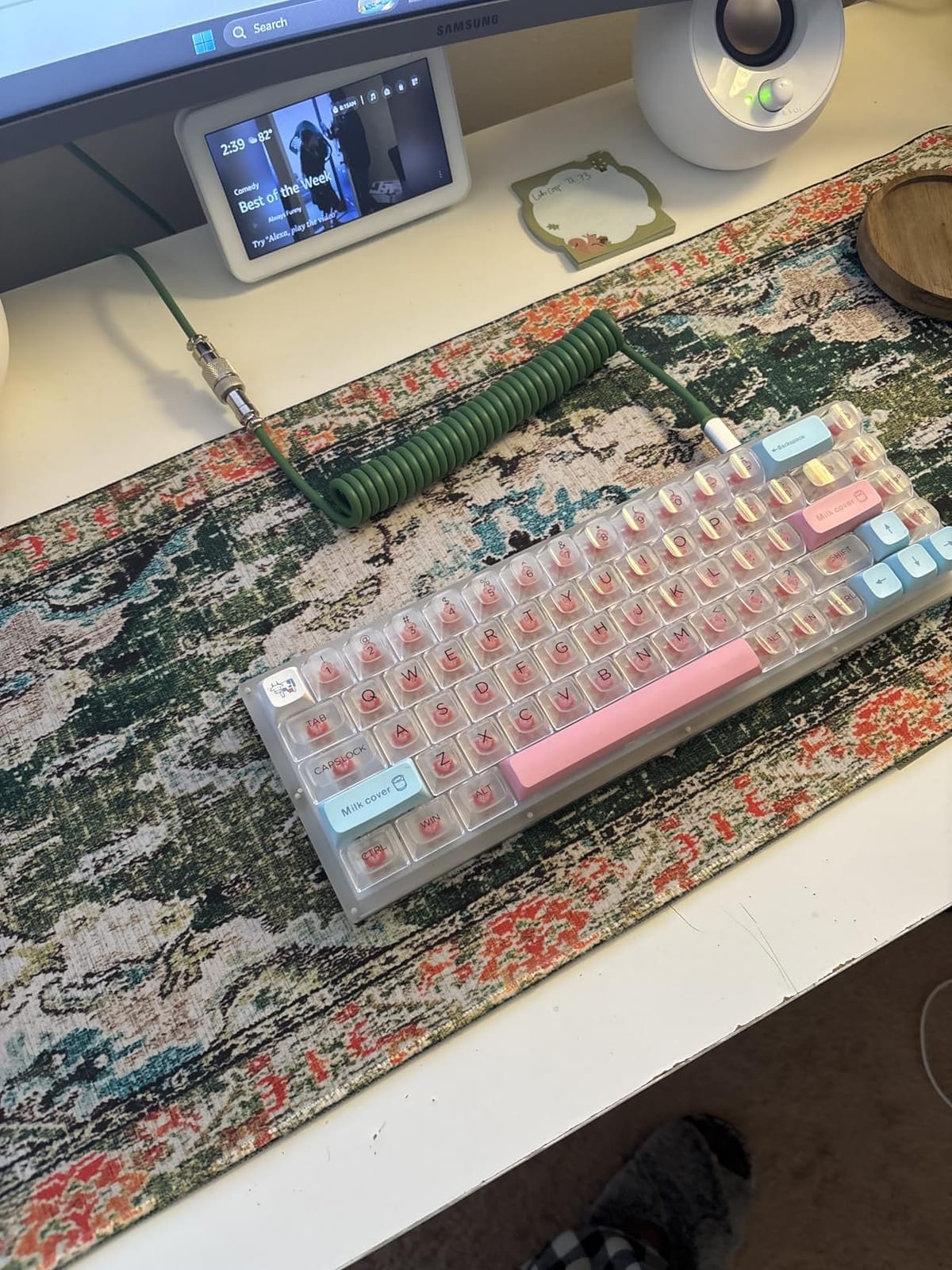 Retro Japanese Anime Gaming Mouse Pad XXL Cool Dark Purple Red Vaporwave City Extended Large Desk Mat Big Mousepad Non-Slip Rubber Base Stitched Edge Long for Computer, 35.4x15.7 in customer photo 1