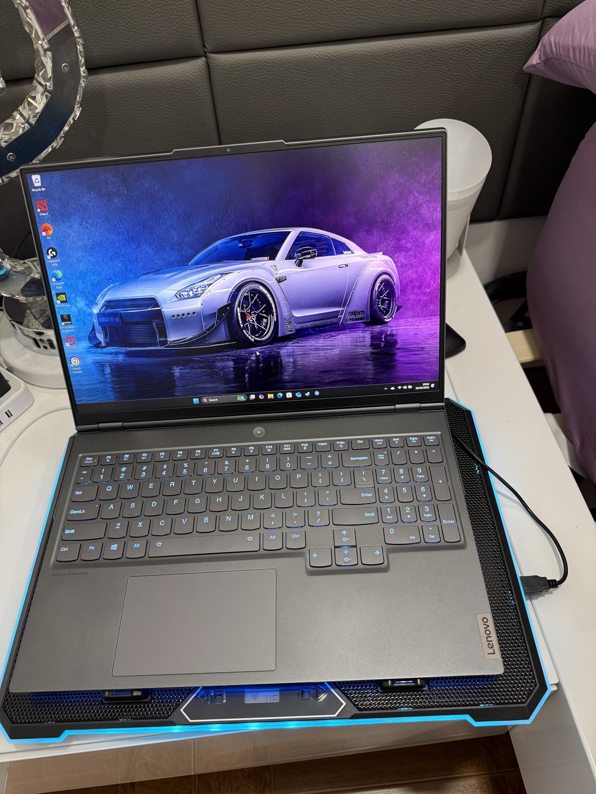 Gaming Laptop Cooler with 13 Ultra Quiet Fans, LCD Screen and Multi Color RGB - 10 Lighting Modes, 9 Adjustable Heights, Dual USB Ports, Built in Phone Holder for 15 to 21 Inch Laptops on Desk or Lap customer photo 2