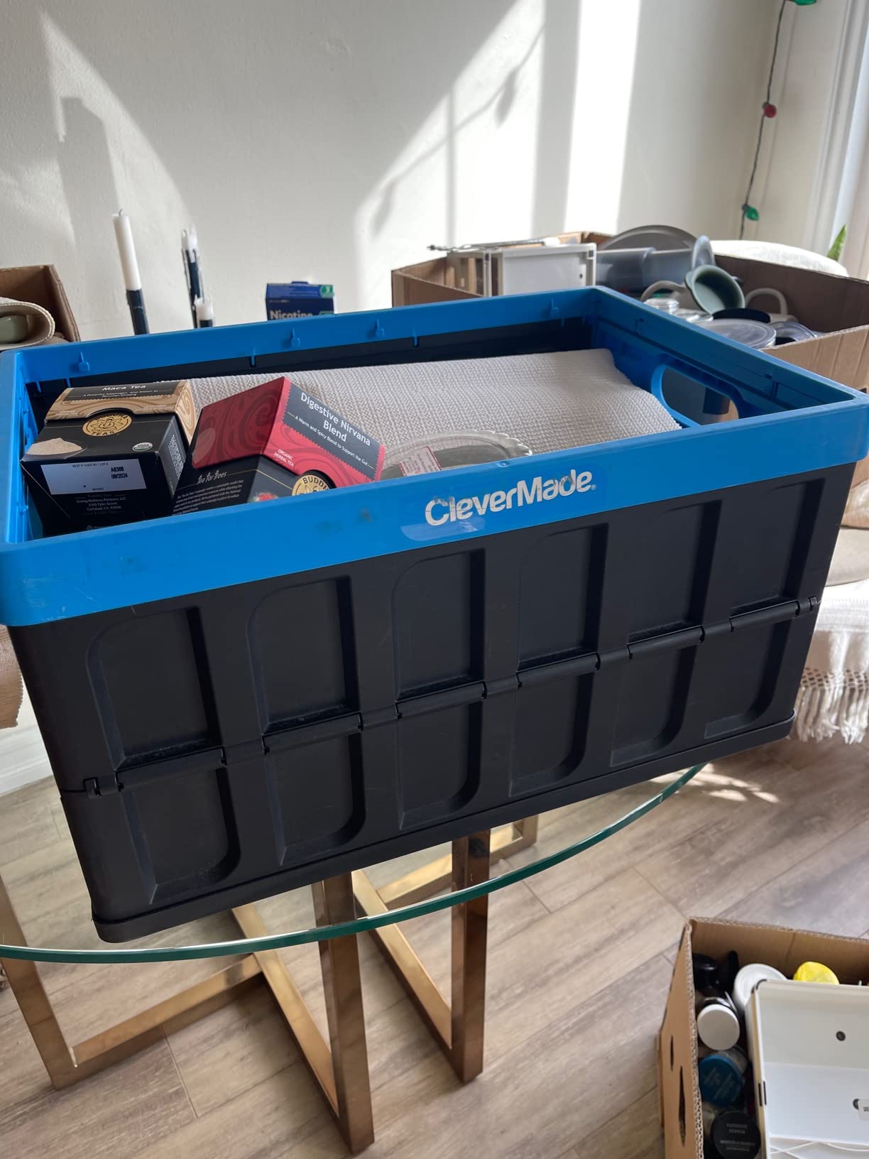 CleverMade Collapsible Storage Bin (With Lid) - 46L - Ocean (3PK) customer photo 1