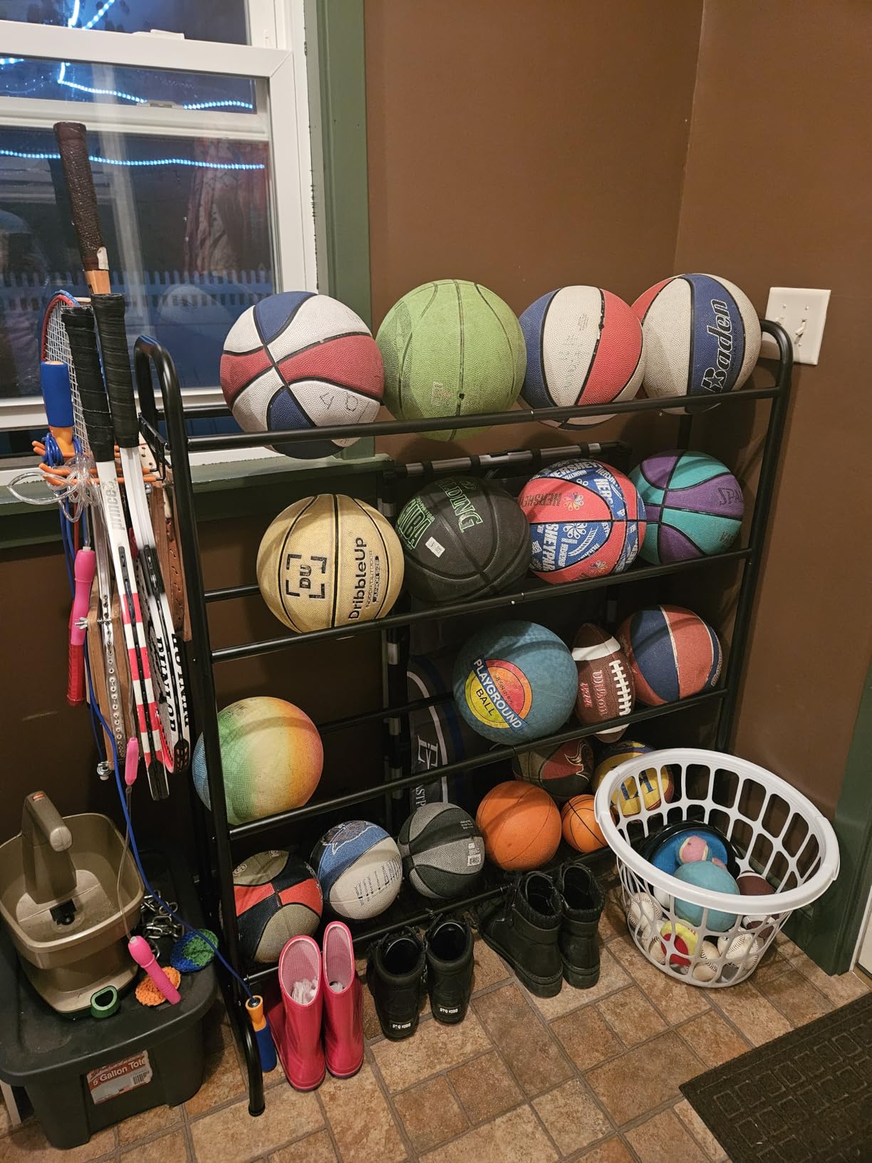 EXTCCT Ball Storage Rack with Wheels for Garage, Sports Equipment Organizer customer photo 2