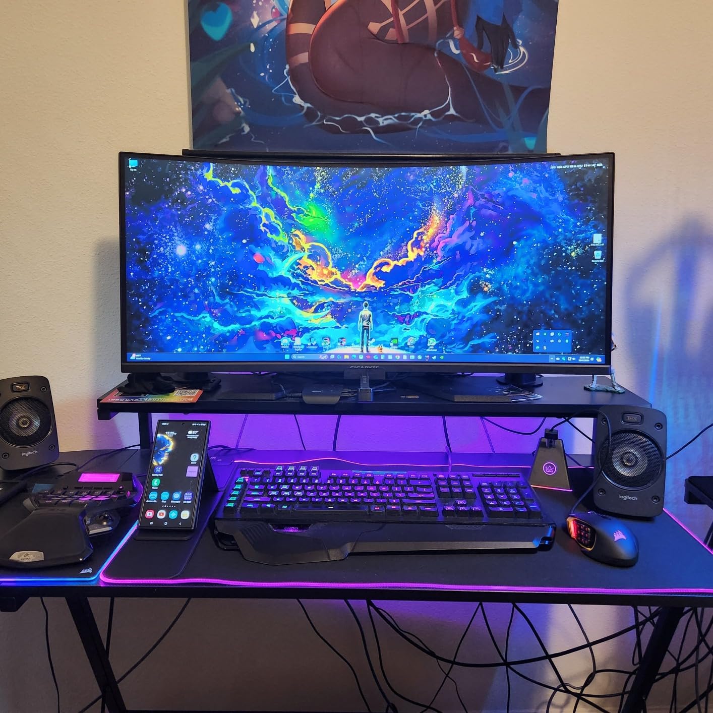 Wireless Charging RGB Mouse Pad with Phone Stand, Large Gaming Desk Mat customer photo 2