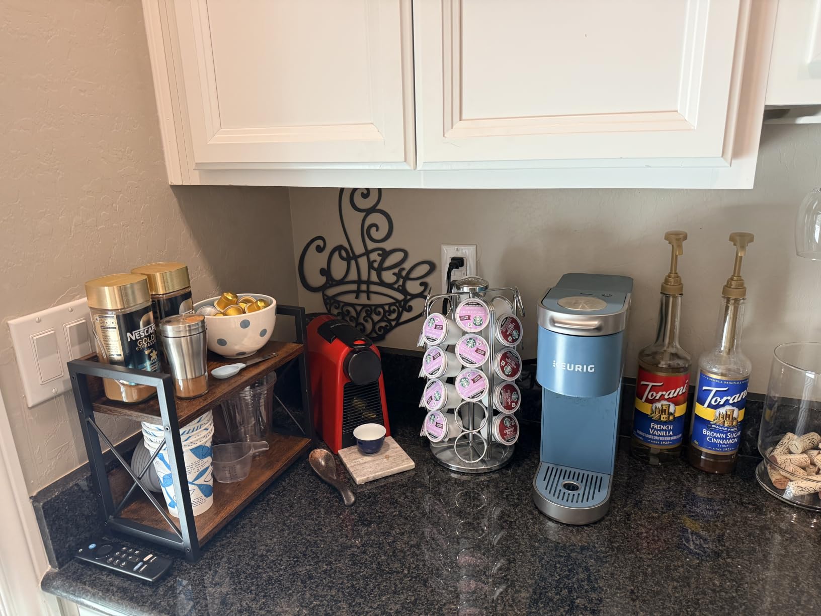 Giikin Countertop Organizer, 2 Tier Coffee Station Organizer for Desktop, Wood Counter Shelf Spice Rack for Kitchen (Black, M) customer photo 1