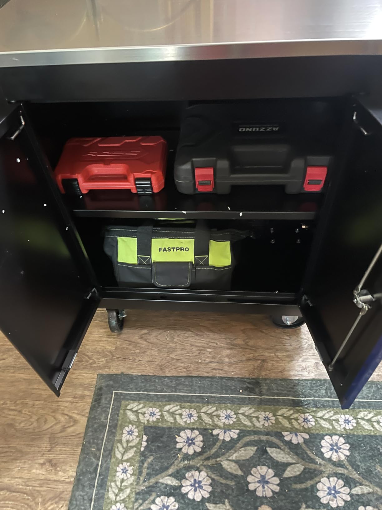 5-Drawer Rolling Tool Chest with Stainless Steel Countertop,Tool Chest with Secure Locking System,Mobile Storage Tool Cabinet with 360°Wheels and Padded Feet,for Home,Garage (Black+Blue) customer photo 2