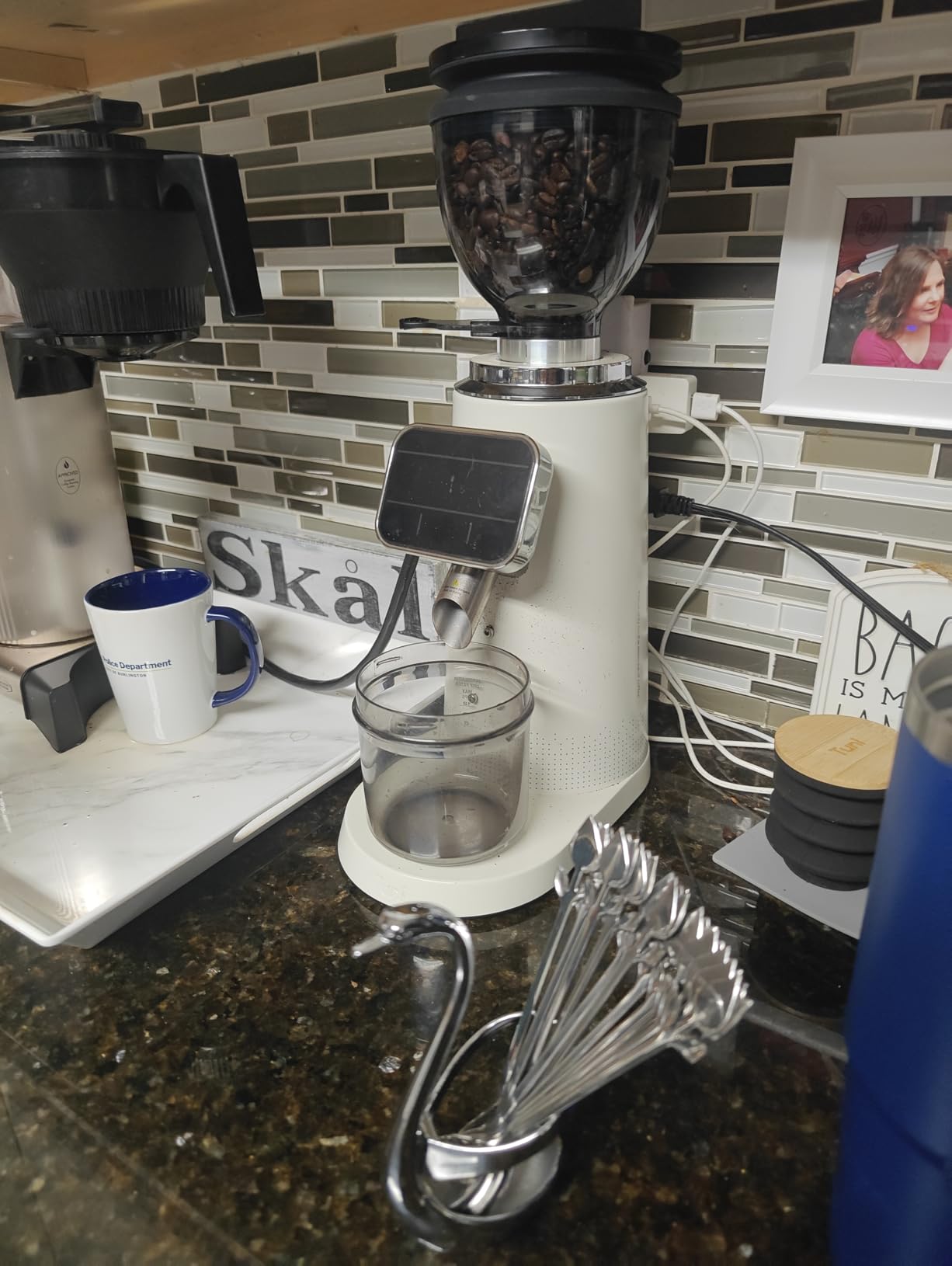 Tuni G3 Commercial 64mm Flat Burr Coffee Grinder, 100 Grind Settings, Ivory customer photo 2
